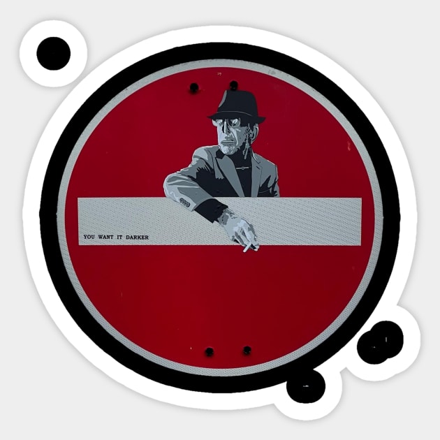 Leonard Cohen Sticker by shadowNprints